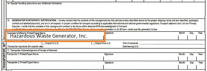 A Properly Prepared Uniform Hazardous Waste Manifest