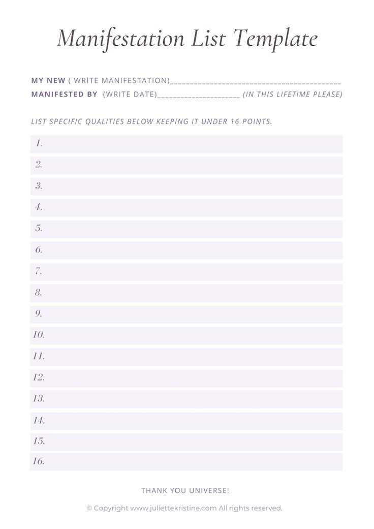 What is a Manifestation List