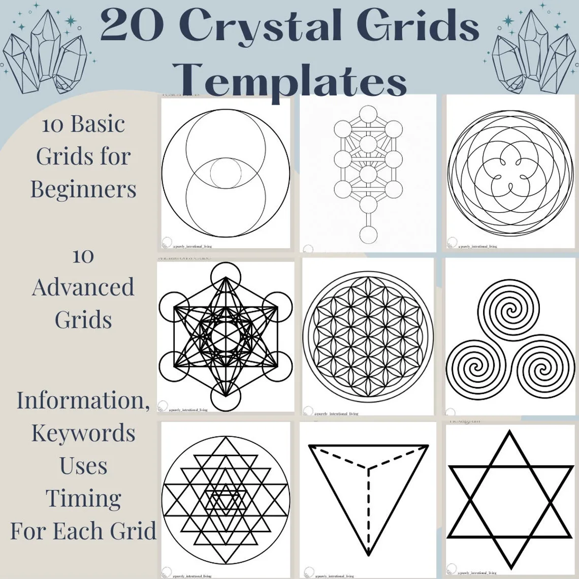 crystal grid layout intention setting