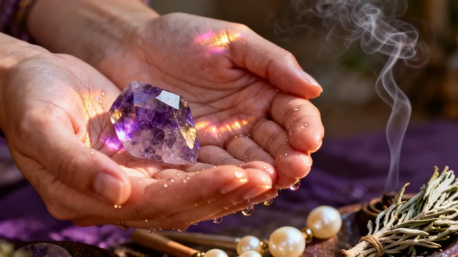 crystal meditation setup