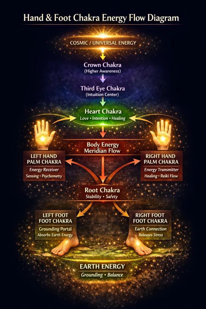 Left Hand (Receiving/Empathic Side)