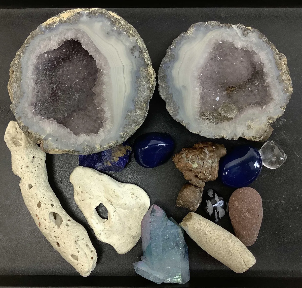 raw vs polished amethyst geode